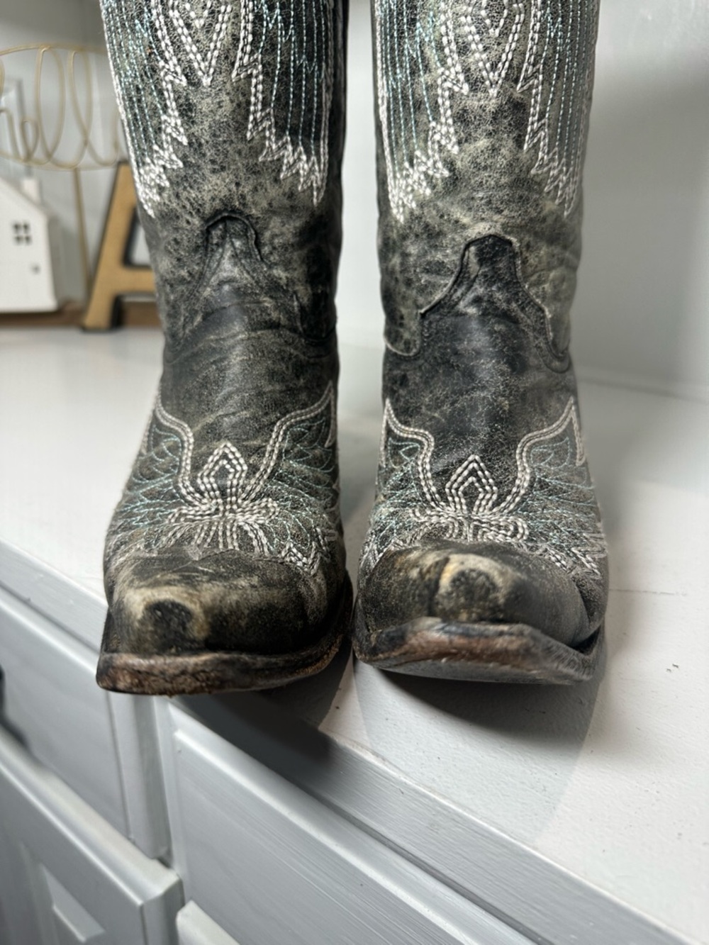 Circle G by Corral Womens Size 10 Western Cowboy Boots Distressed Black Gray - Picture 4 of 9